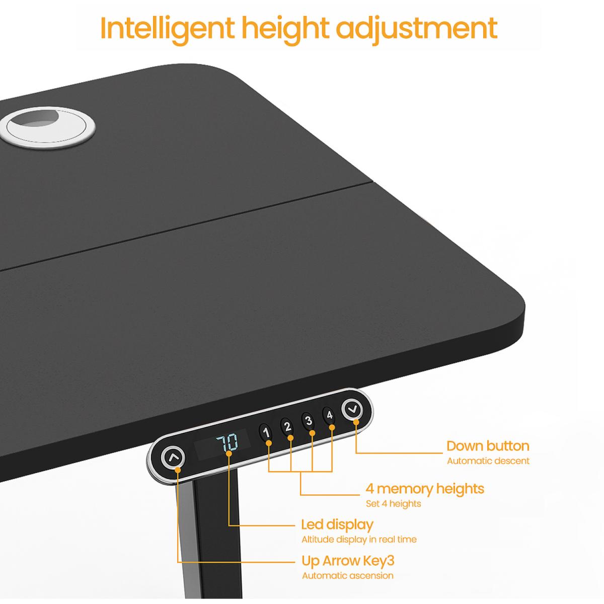 Electric Height-Adjustable Table Standing Desk with Memory Function  - Light Wood Grain – image 4