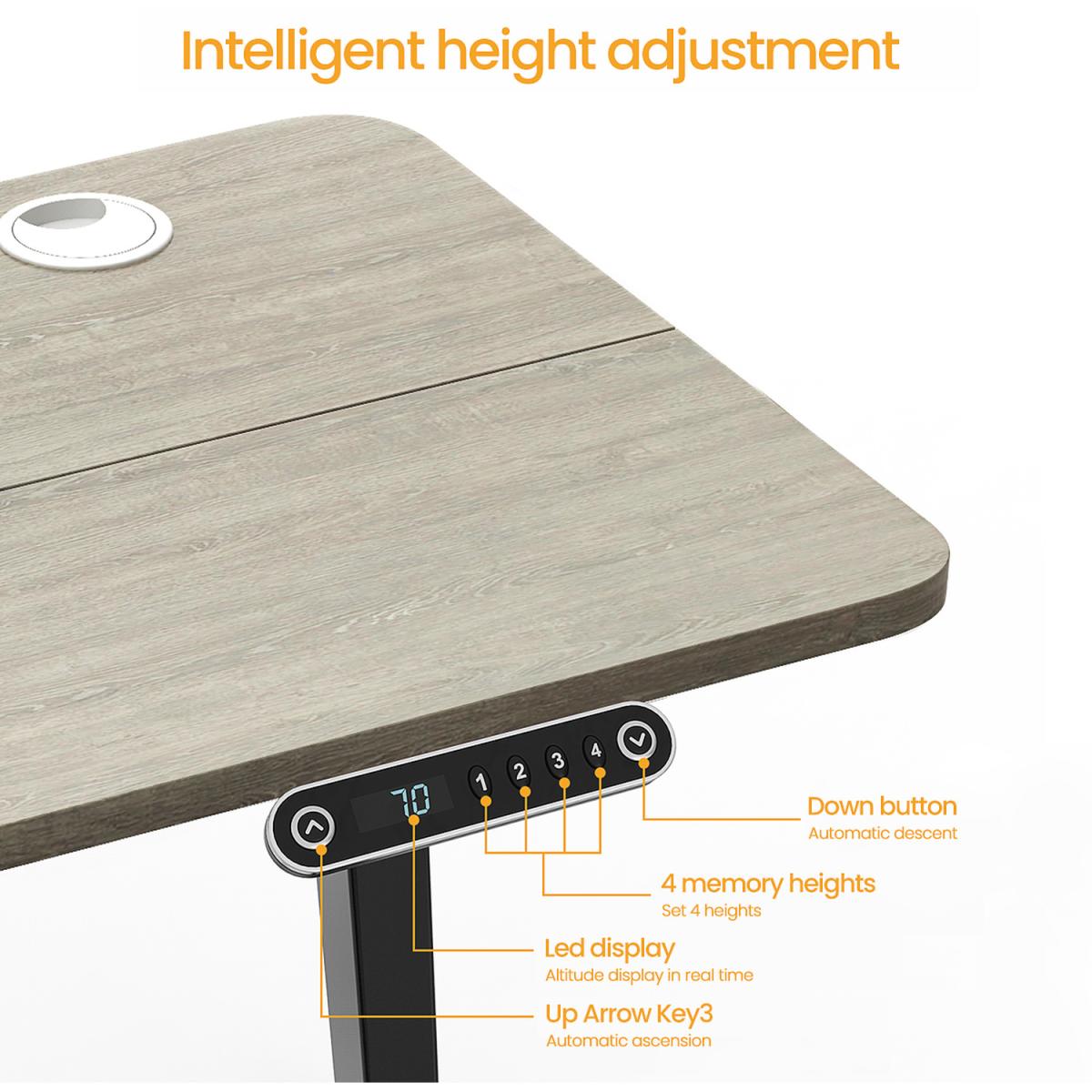 Electric Height-Adjustable Table Standing Desk with Memory Function  - Light Wood Grain – image 8
