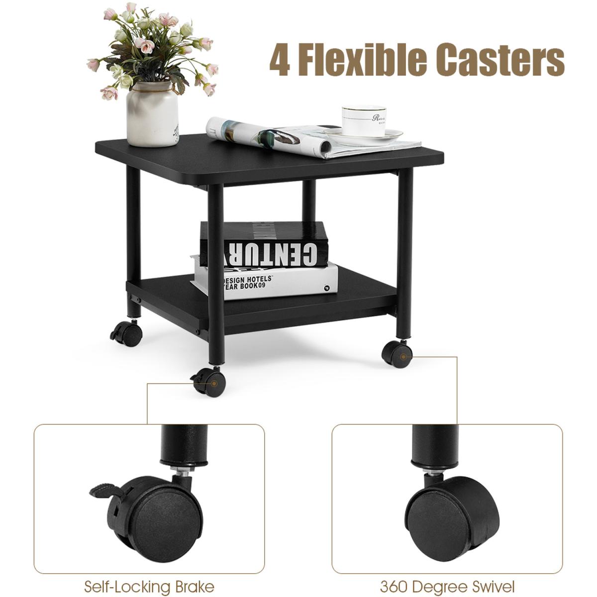 Costway Under Desk Printer Stand-Black - Black – image 3