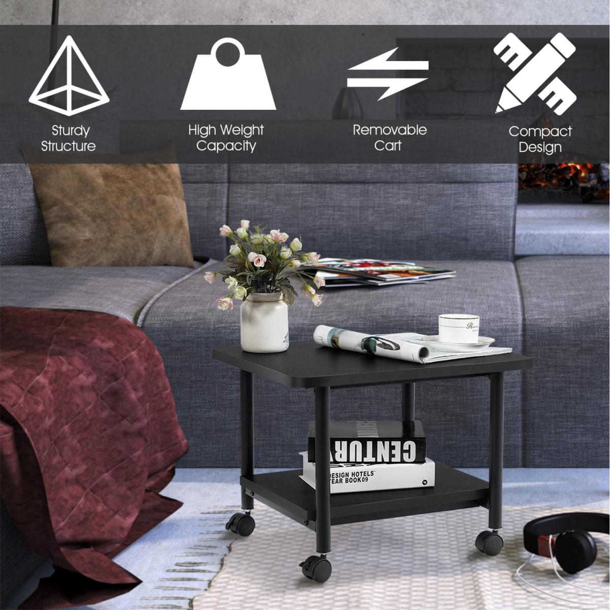 Costway Under Desk Printer Stand-Black - Black – image 4