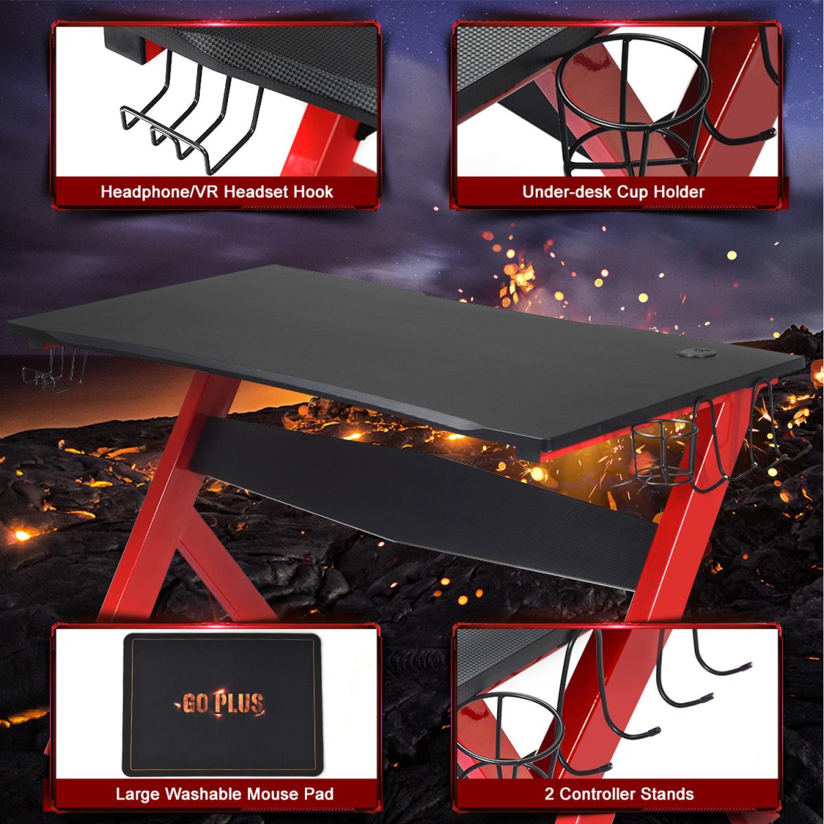 Costway Ergonomic Writing Gaming Desk E-sports Table - Black – image 3