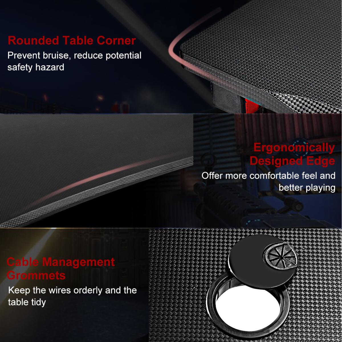 Costway Ergonomic Writing Gaming Desk E-sports Table - Black – image 5
