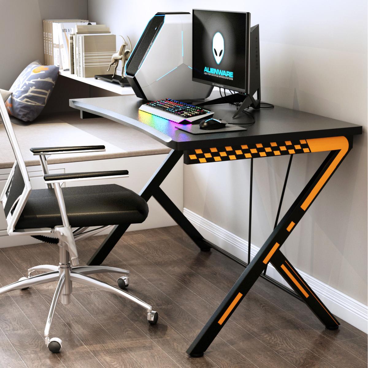 Costway Computer Desk Racing Gaming Table - Brown – image 3