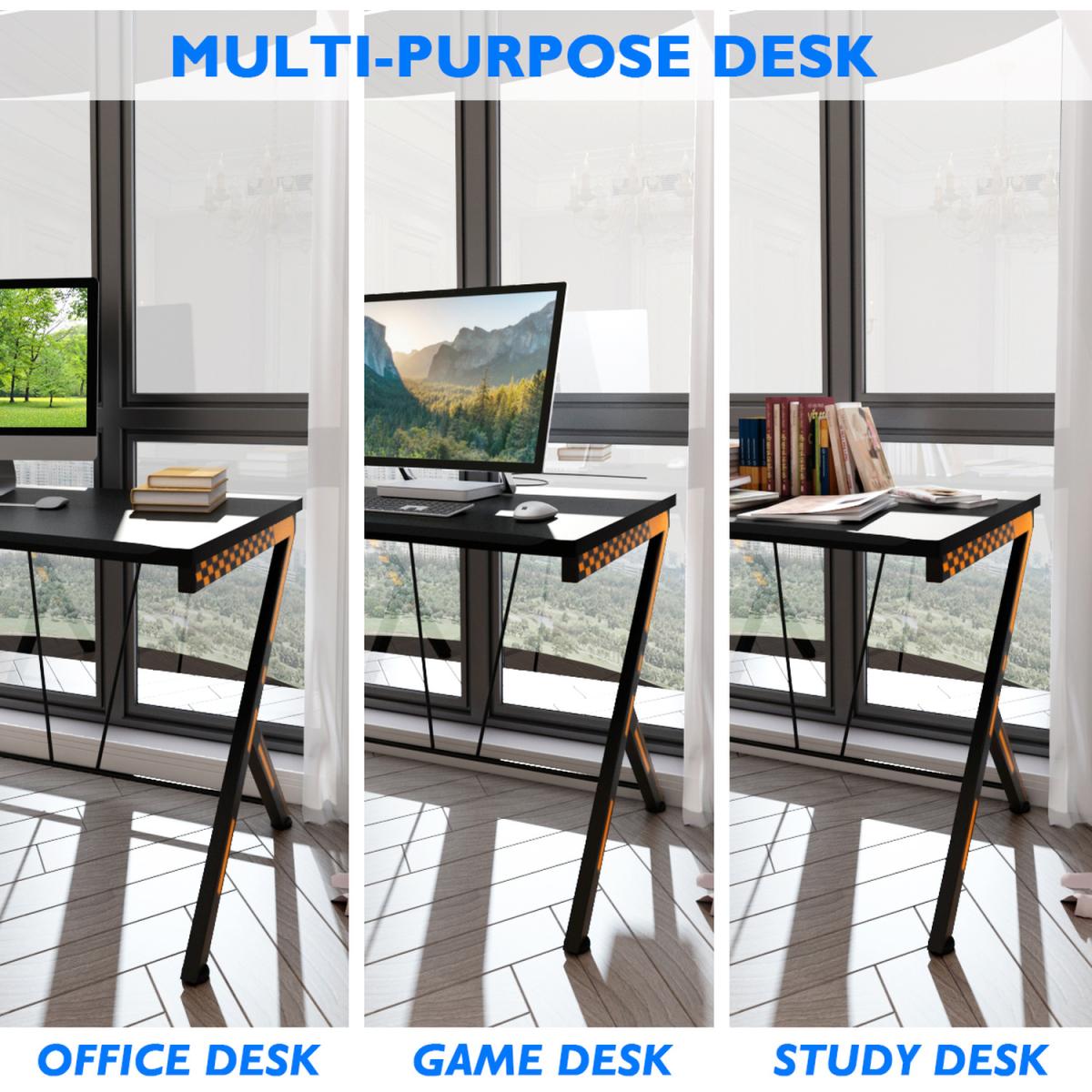 Costway Computer Desk Racing Gaming Table - Brown – image 4