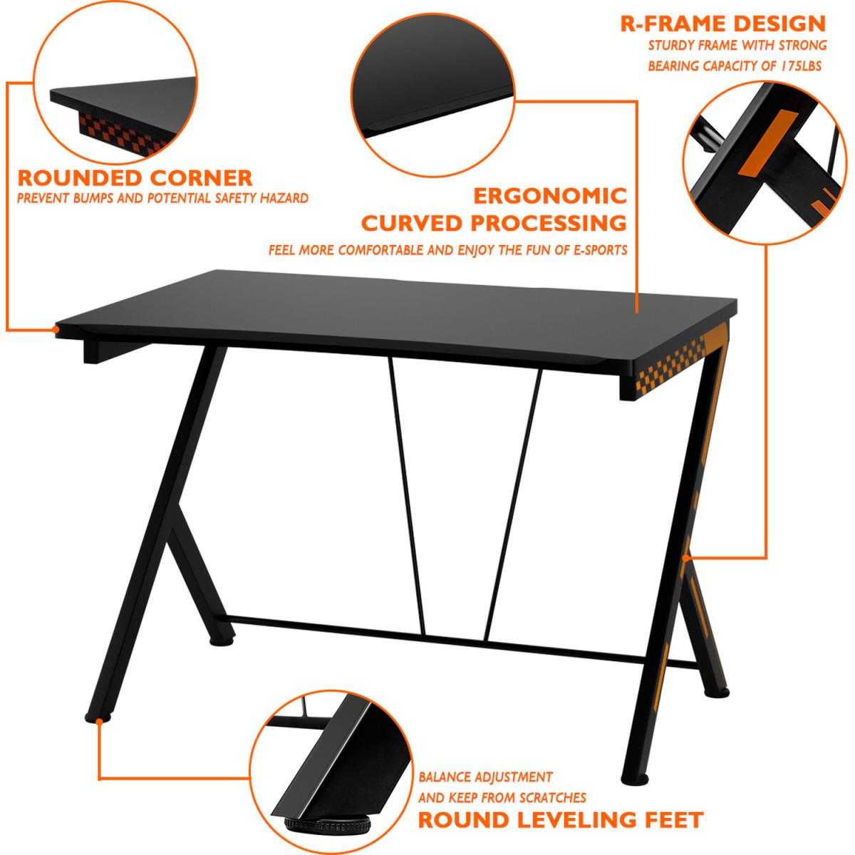 Costway Computer Desk Racing Gaming Table - Brown – image 5
