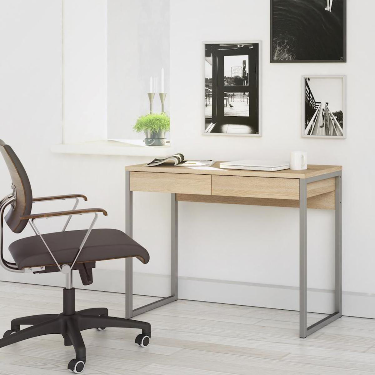2 Drawer Light Oak Modern Desk - Light Oak