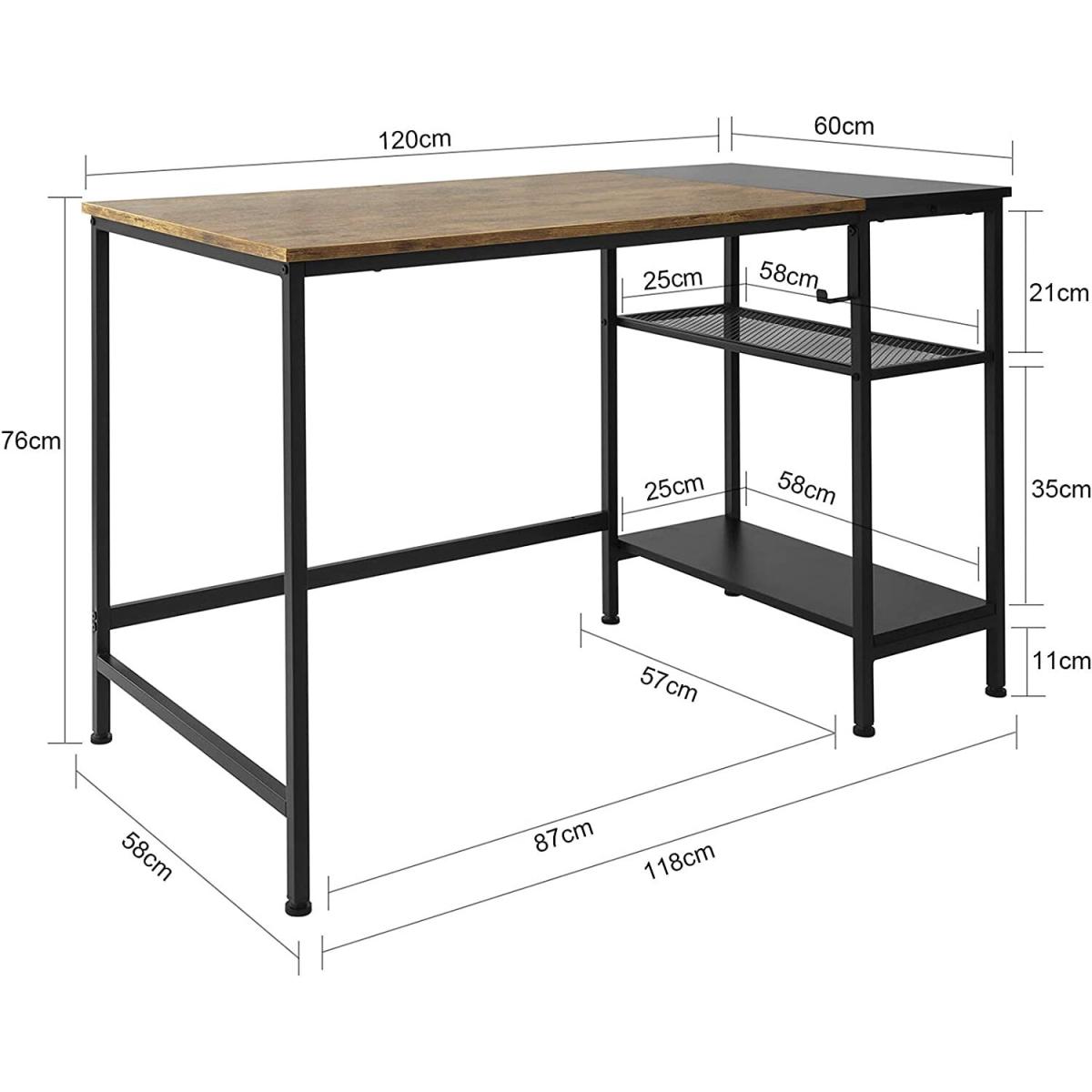 SoBuy Computer Desk Office Table  Writing Desk - Brown – image 4