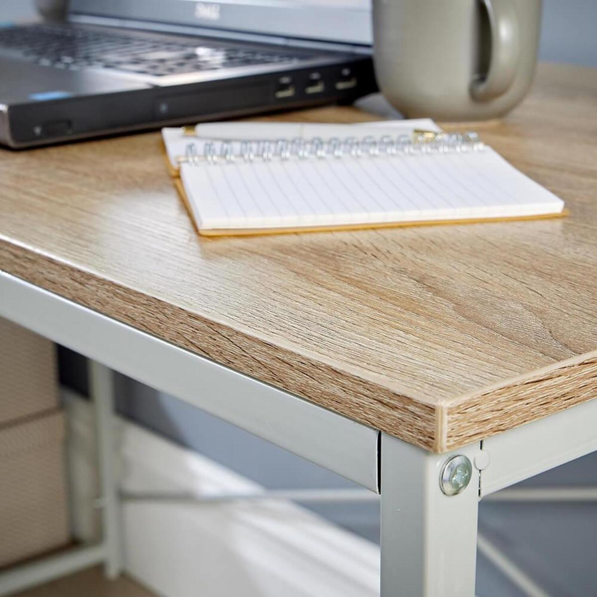 Urban Cross Back Industrial Computer Desk - Oak – image 3
