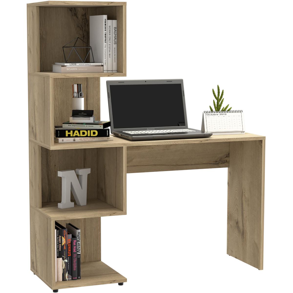 Brooklyn desk with tall shelving unit left side - Brown – image 4