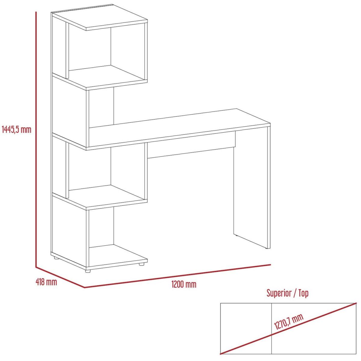 Brooklyn desk with tall shelving unit left side - Brown – image 6