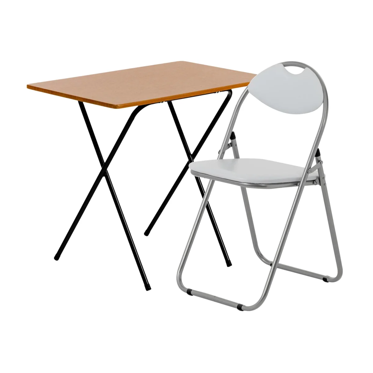 Wooden Folding Desk & Chair Set - Natural/White - Brown/White – image 1