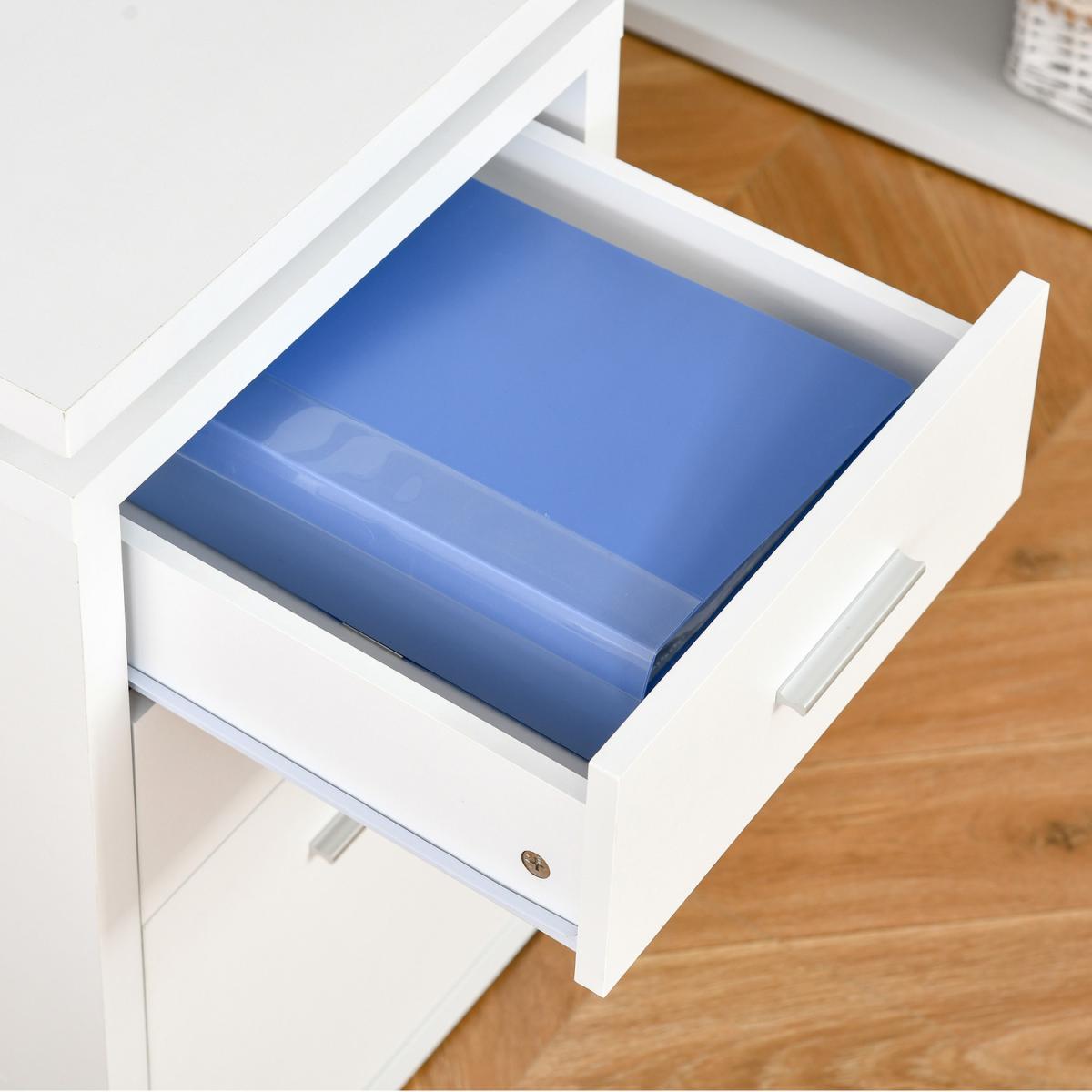 Home Office L-Shaped Computer Desk with Storage Shelves Drawers - White – image 6