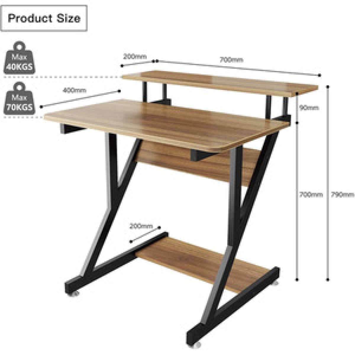Computer Desk with Monitor Shelf - Z Shaped - Black – image 11