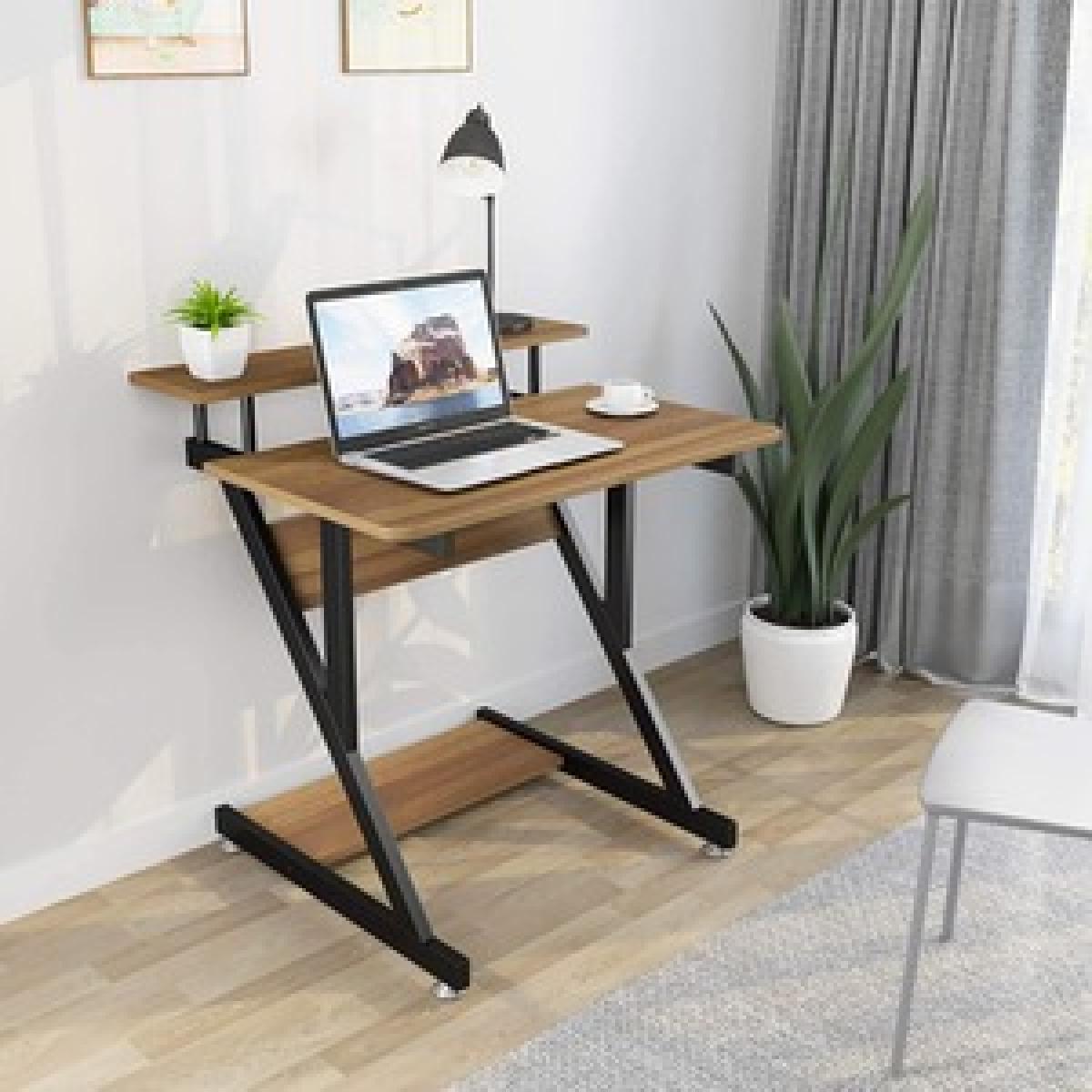 Computer Desk with Monitor Shelf - Z Shaped - Black – image 12