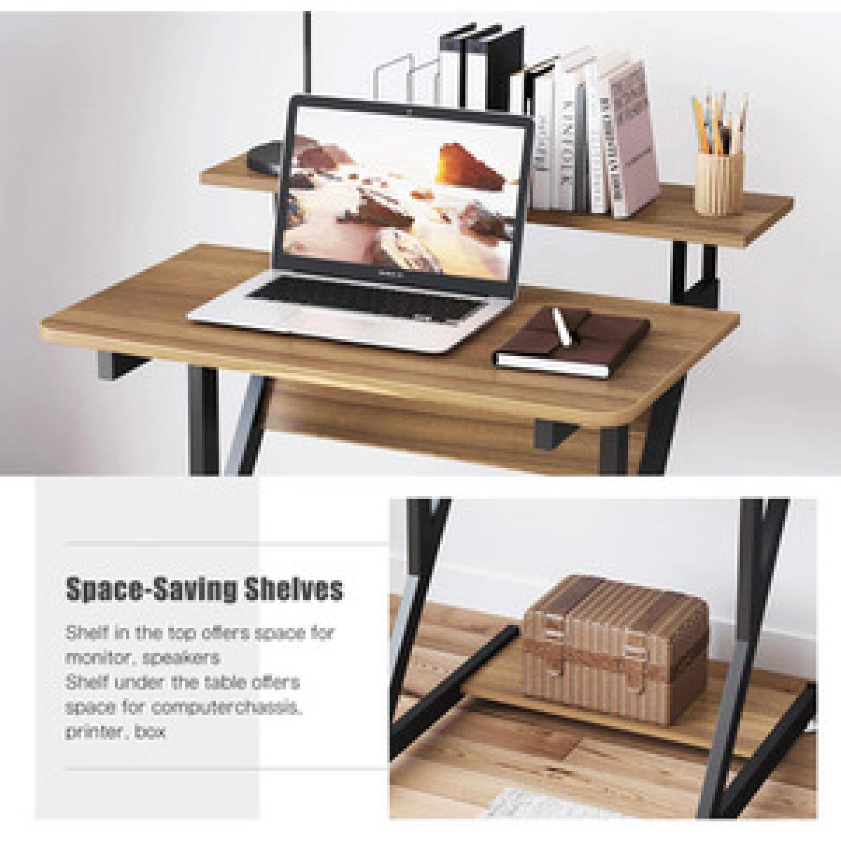 Computer Desk with Monitor Shelf - Z Shaped - Black – image 8