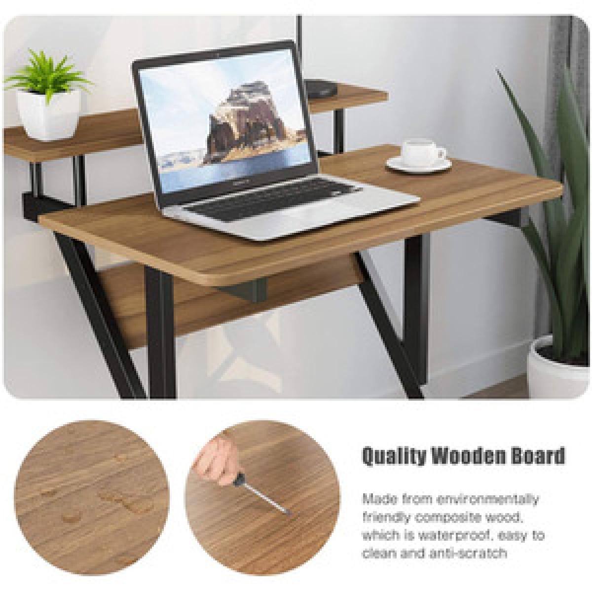 Computer Desk with Monitor Shelf - Z Shaped - Black – image 9