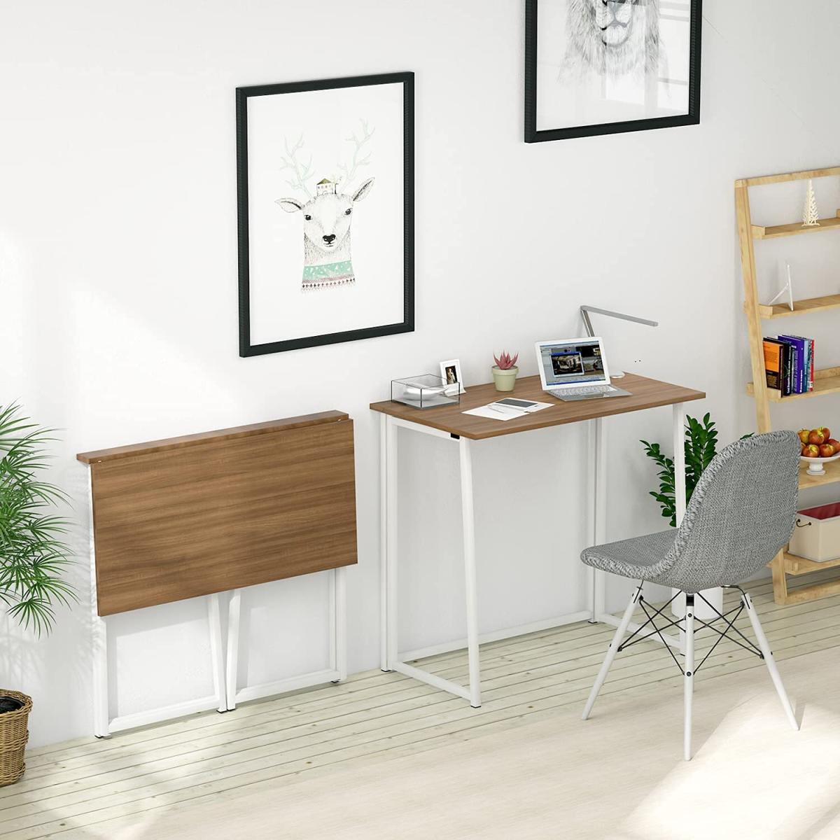 Compact Folding Computer Desk - Brown – image 4