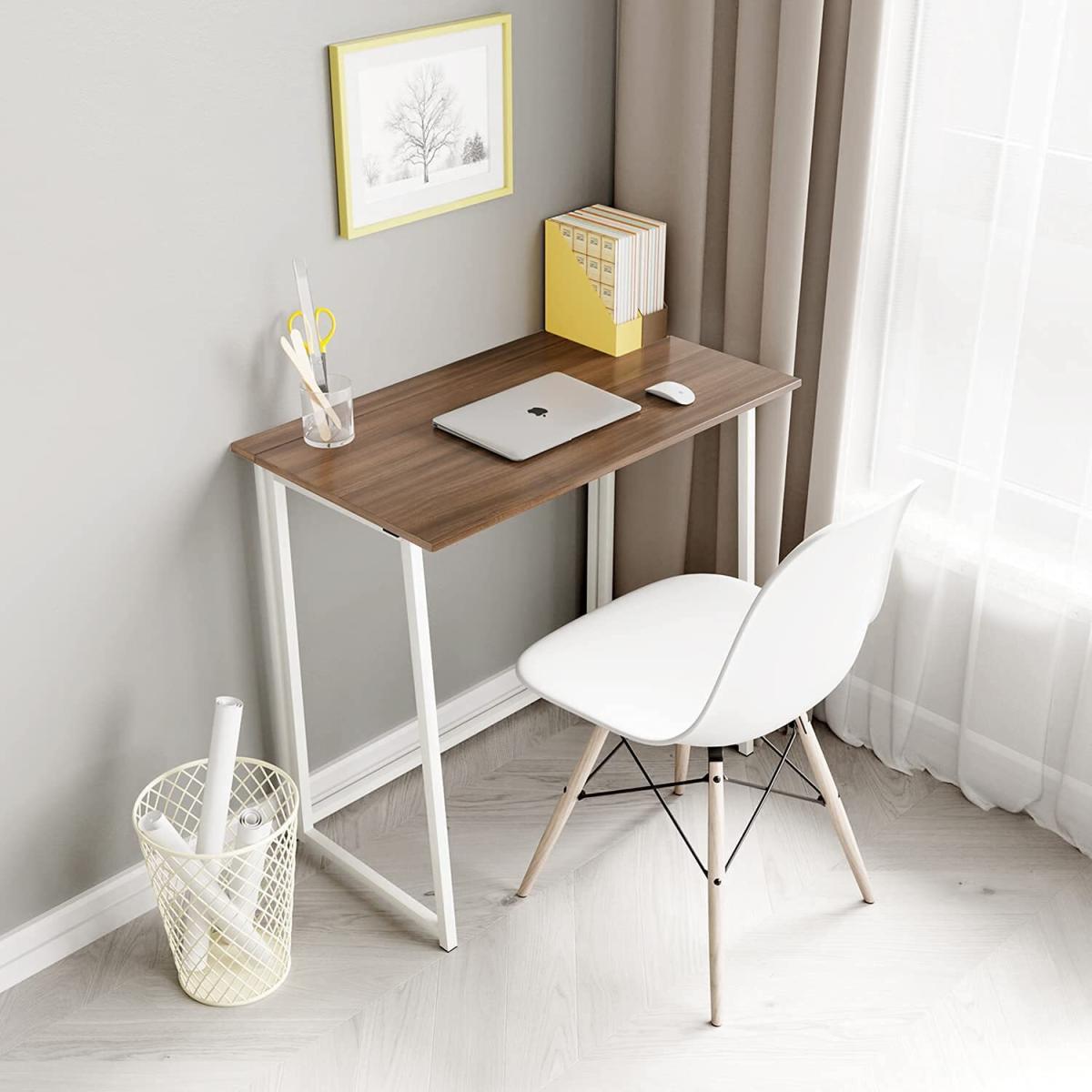 Compact Folding Computer Desk - Brown – image 5