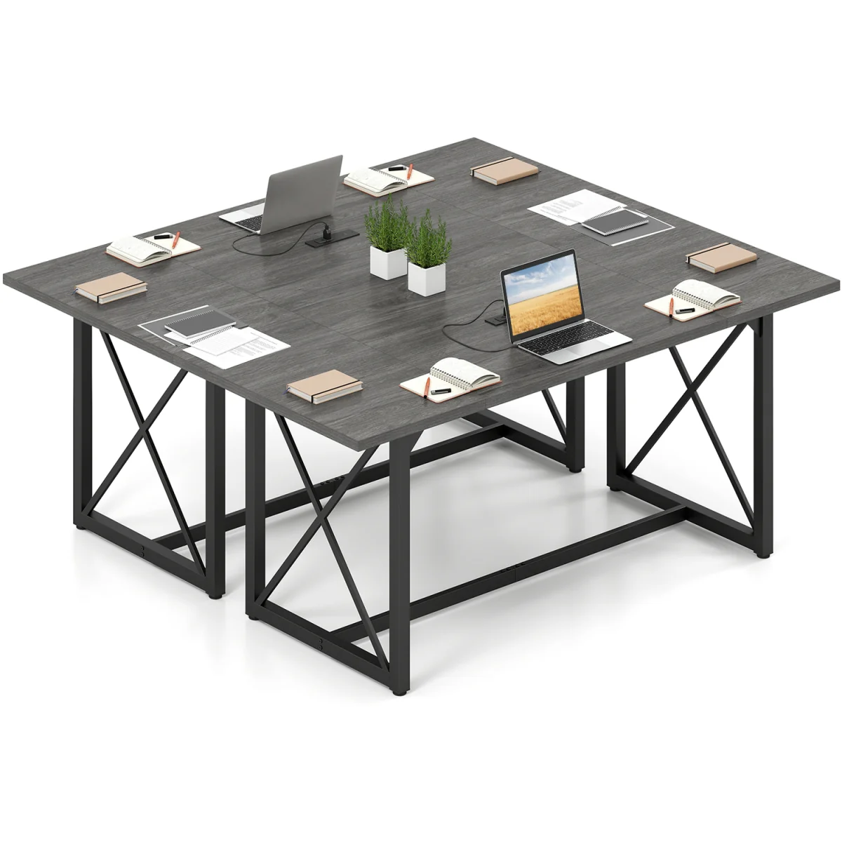 180 CM Conference Table with Power Outlets - Grey – image 5