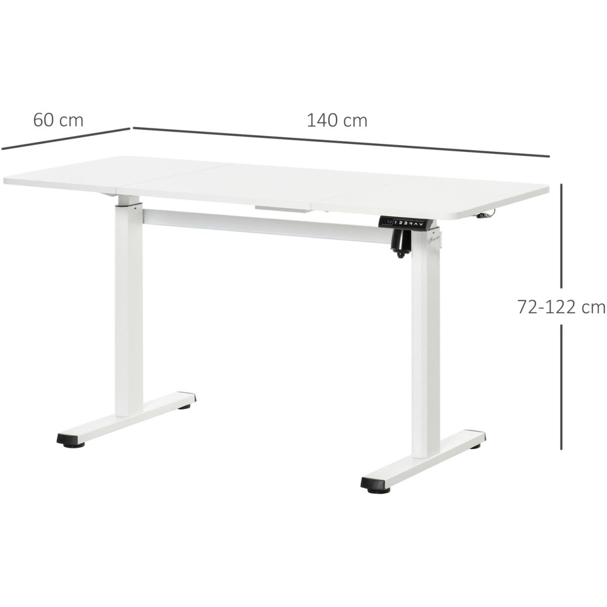Electric Height Adjustable Standing Desk - White – image 2