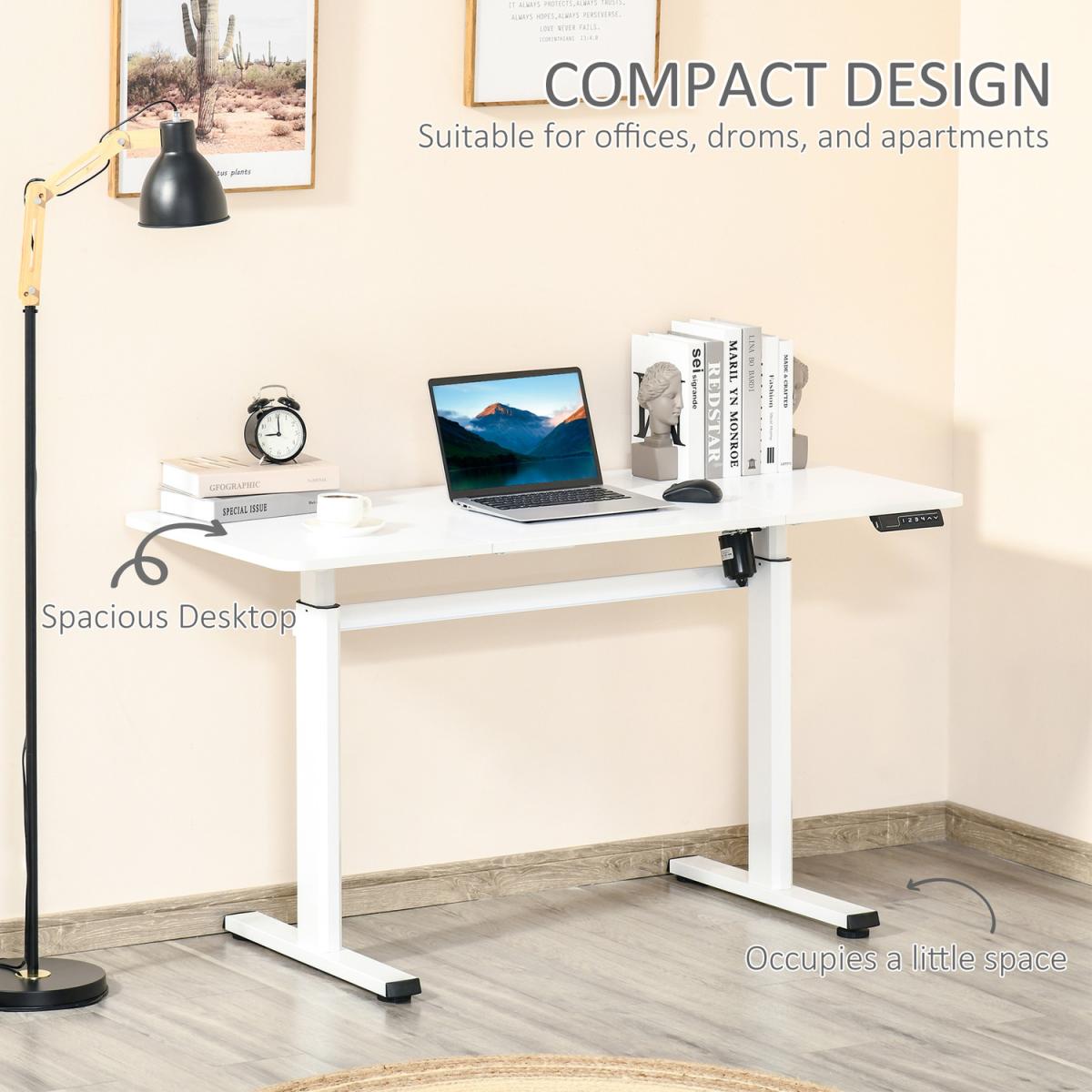 Electric Height Adjustable Standing Desk - White – image 3