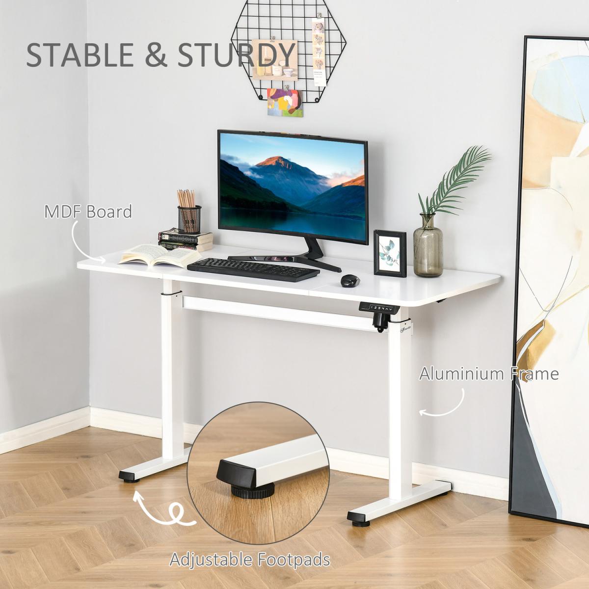 Electric Height Adjustable Standing Desk - White – image 5