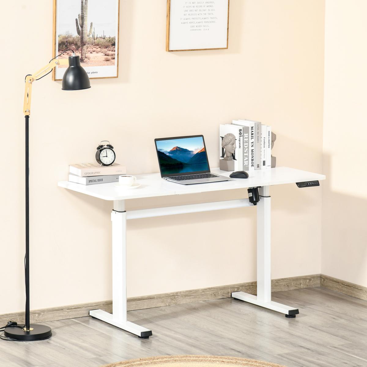 Electric Height Adjustable Standing Desk - White – image 9