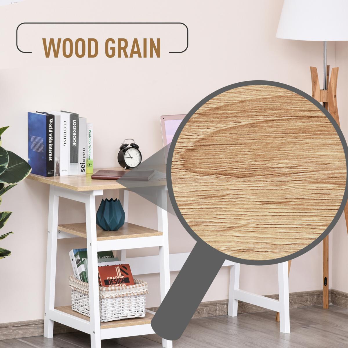 Compact Computer and Writing Desk with Shelf - Natural Wood Color – image 3