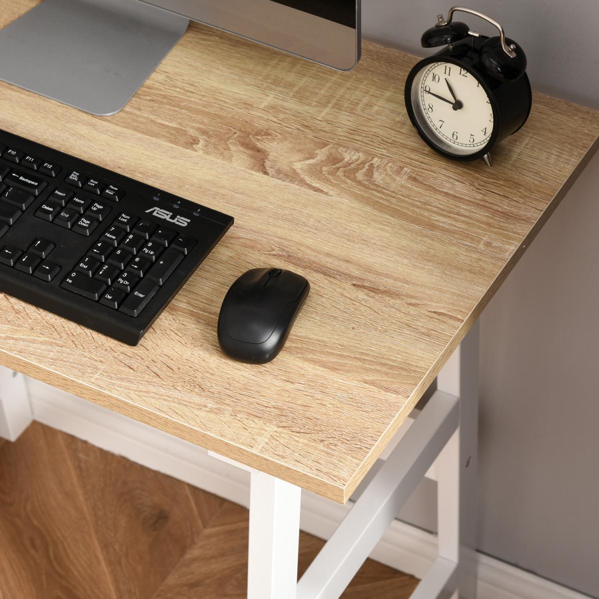 Compact Computer and Writing Desk with Shelf - Natural Wood Color – image 6