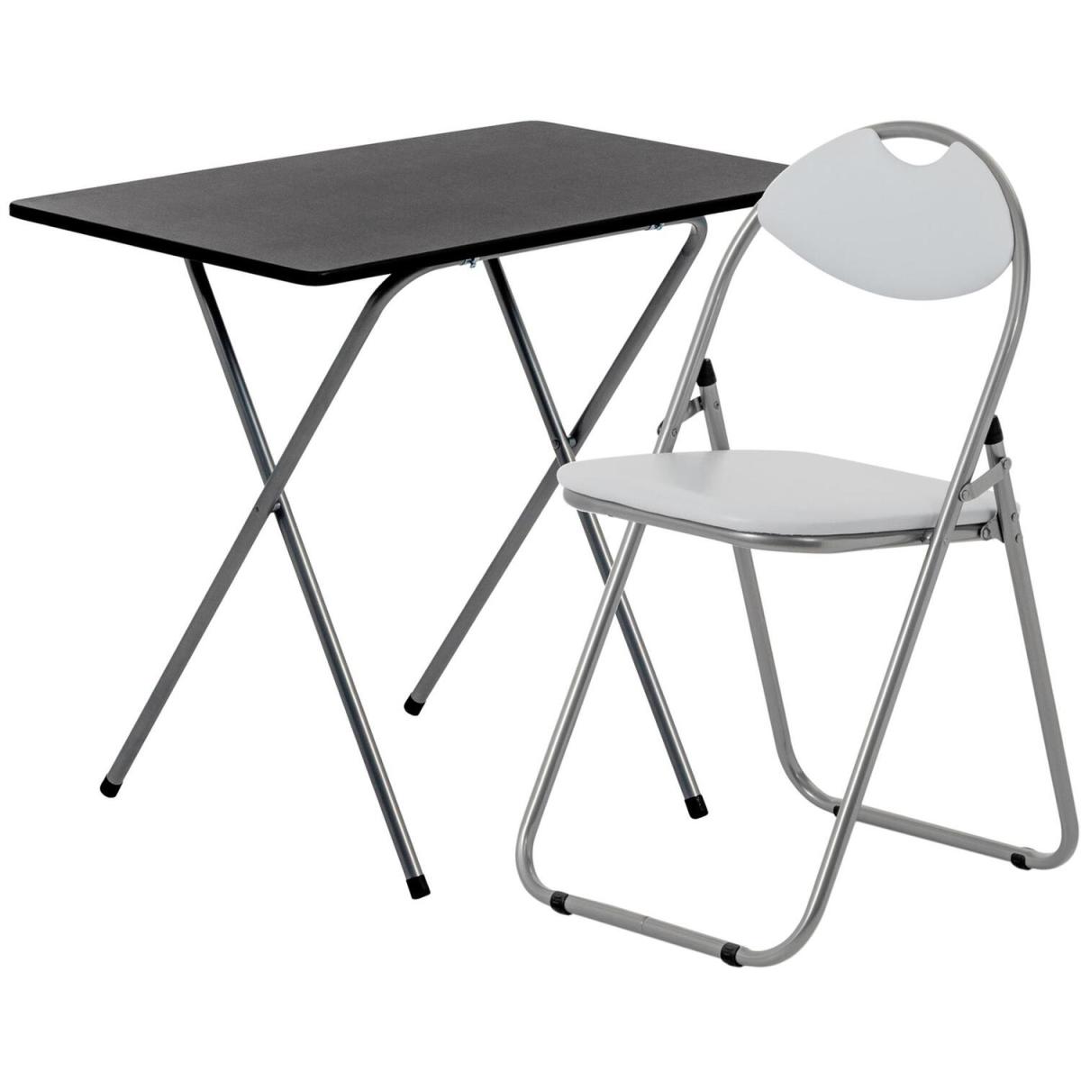 Small Wooden Folding Computer Desk  Chair 2 Piece Set - White/White – image 3