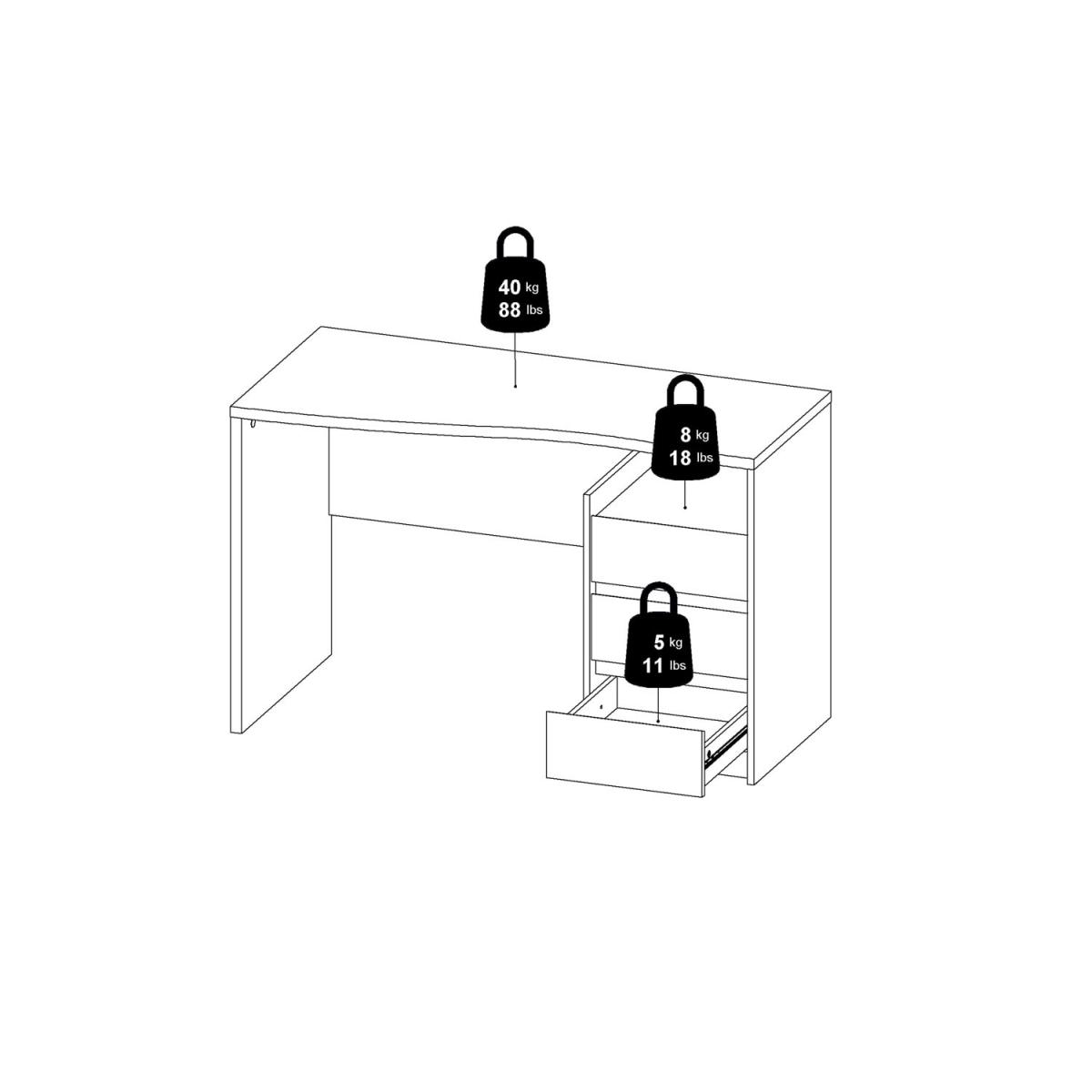 Function Plus Modern 3-Drawer Desk - Grey – image 11