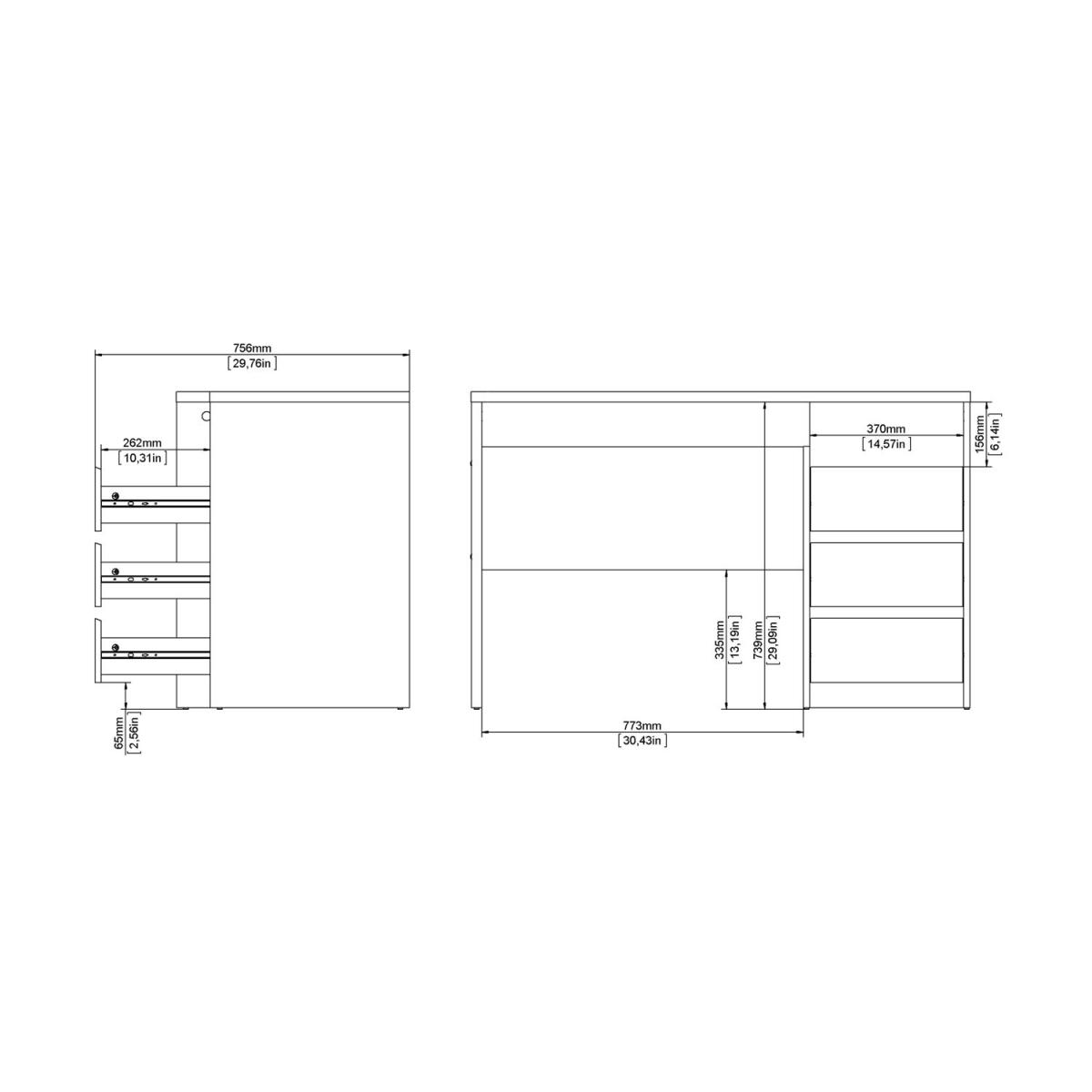 Function Plus Modern 3-Drawer Desk - Grey – image 13