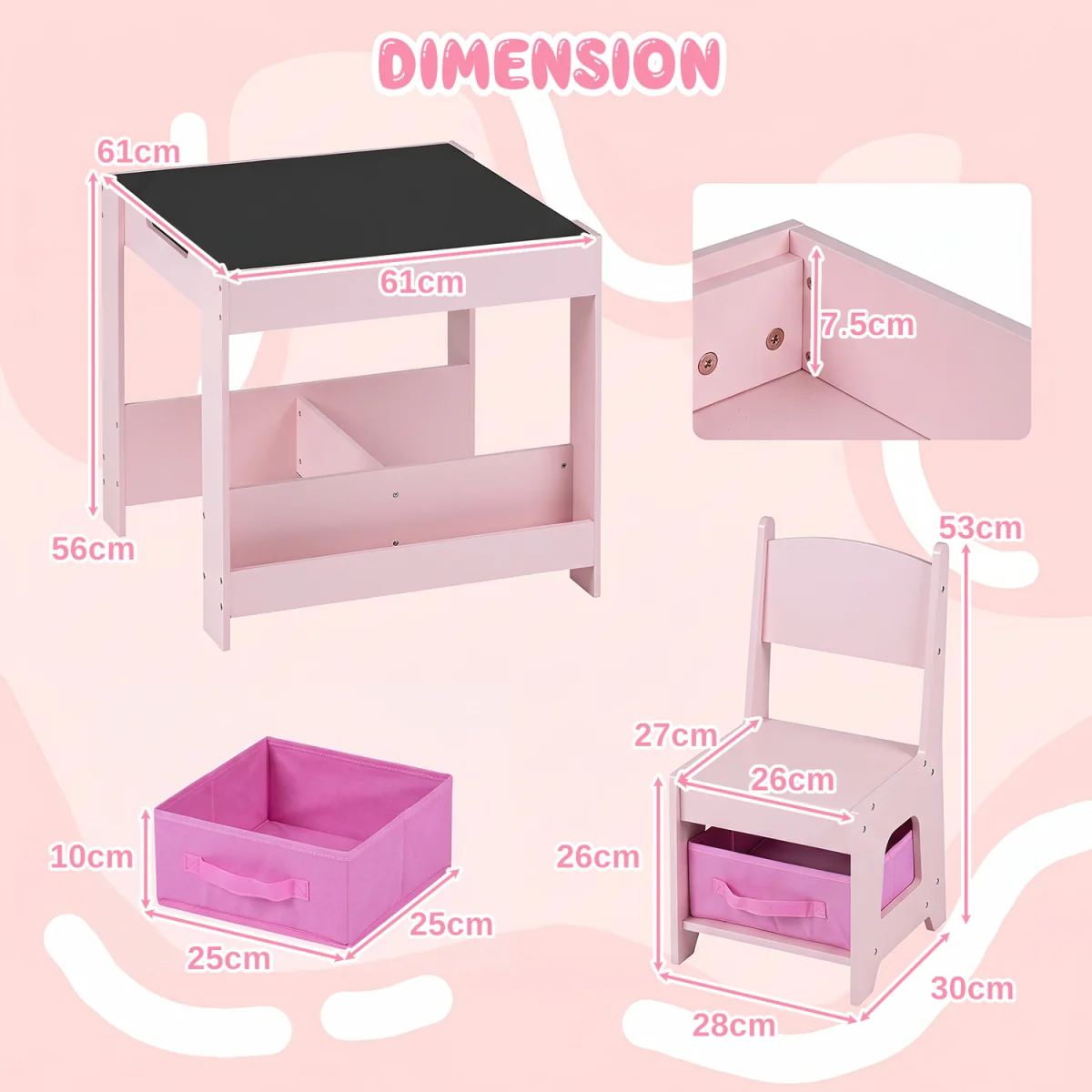 Toddler Wooden Activity Desk - Pink – image 3
