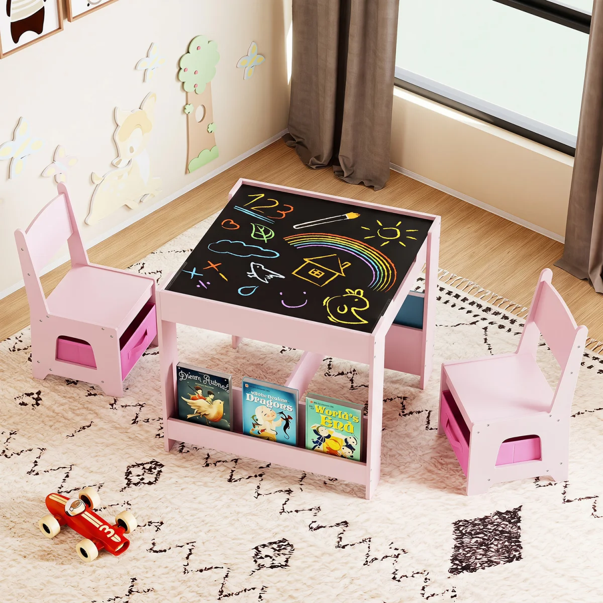 Toddler Wooden Activity Desk - Pink – image 9