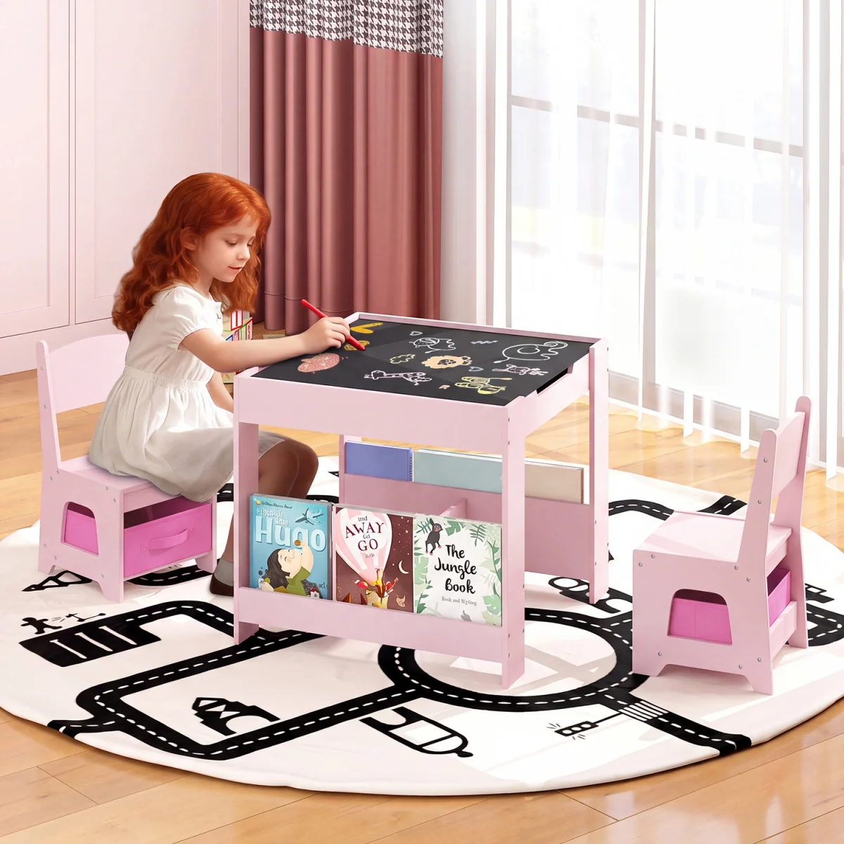 Toddler Wooden Activity Desk - Pink – image 10