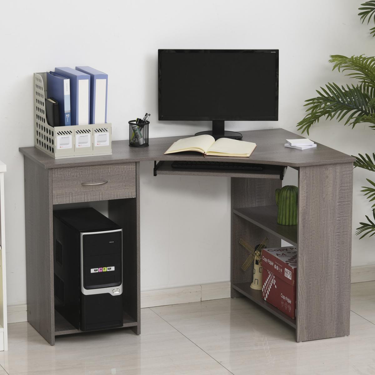 L Shaped Corner Computer Desk with 2 Shelves - White – image 11