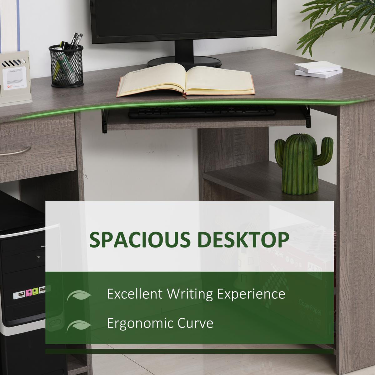 L Shaped Corner Computer Desk with 2 Shelves - White – image 14