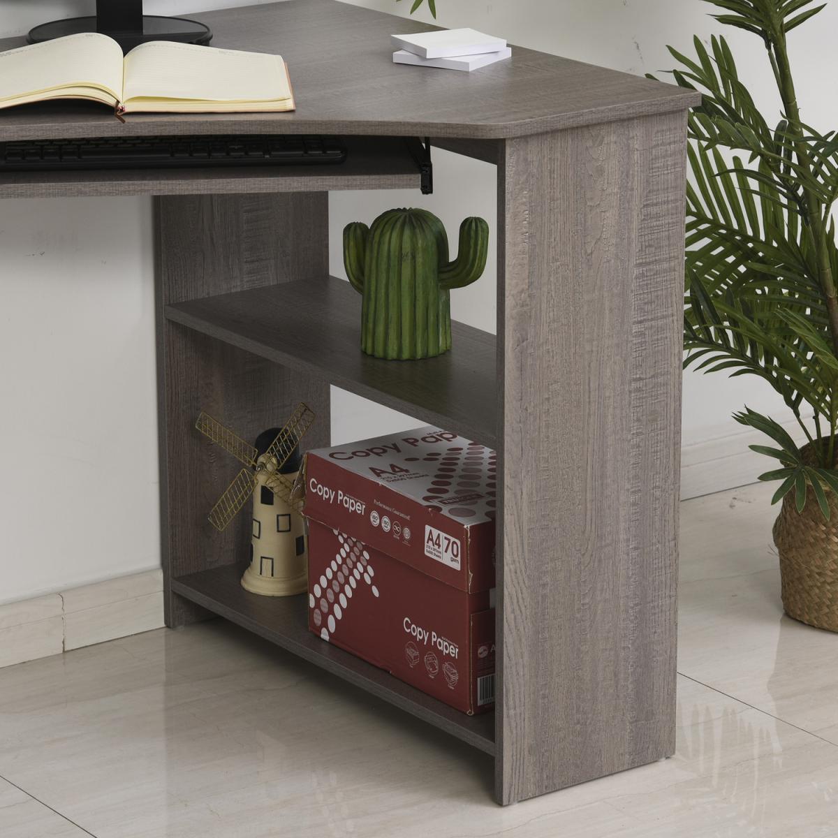 L Shaped Corner Computer Desk with 2 Shelves - White – image 16