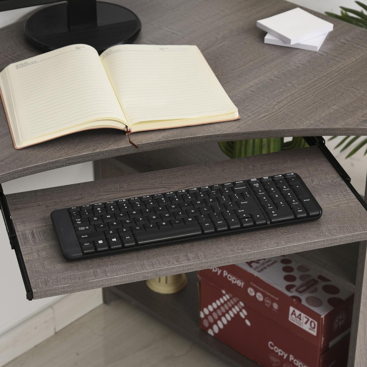 L Shaped Corner Computer Desk with 2 Shelves - White – image 17