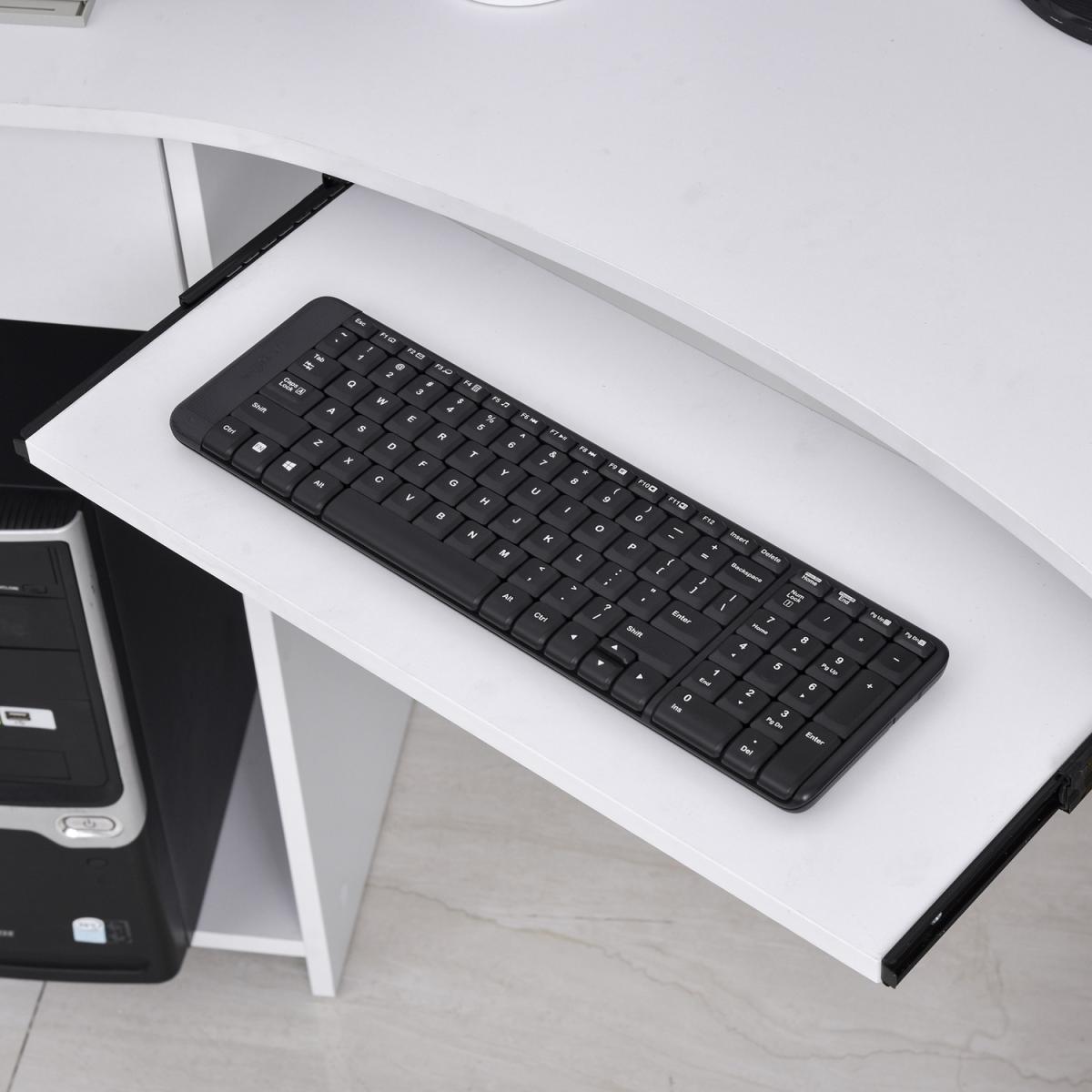 L Shaped Corner Computer Desk with 2 Shelves - White – image 3