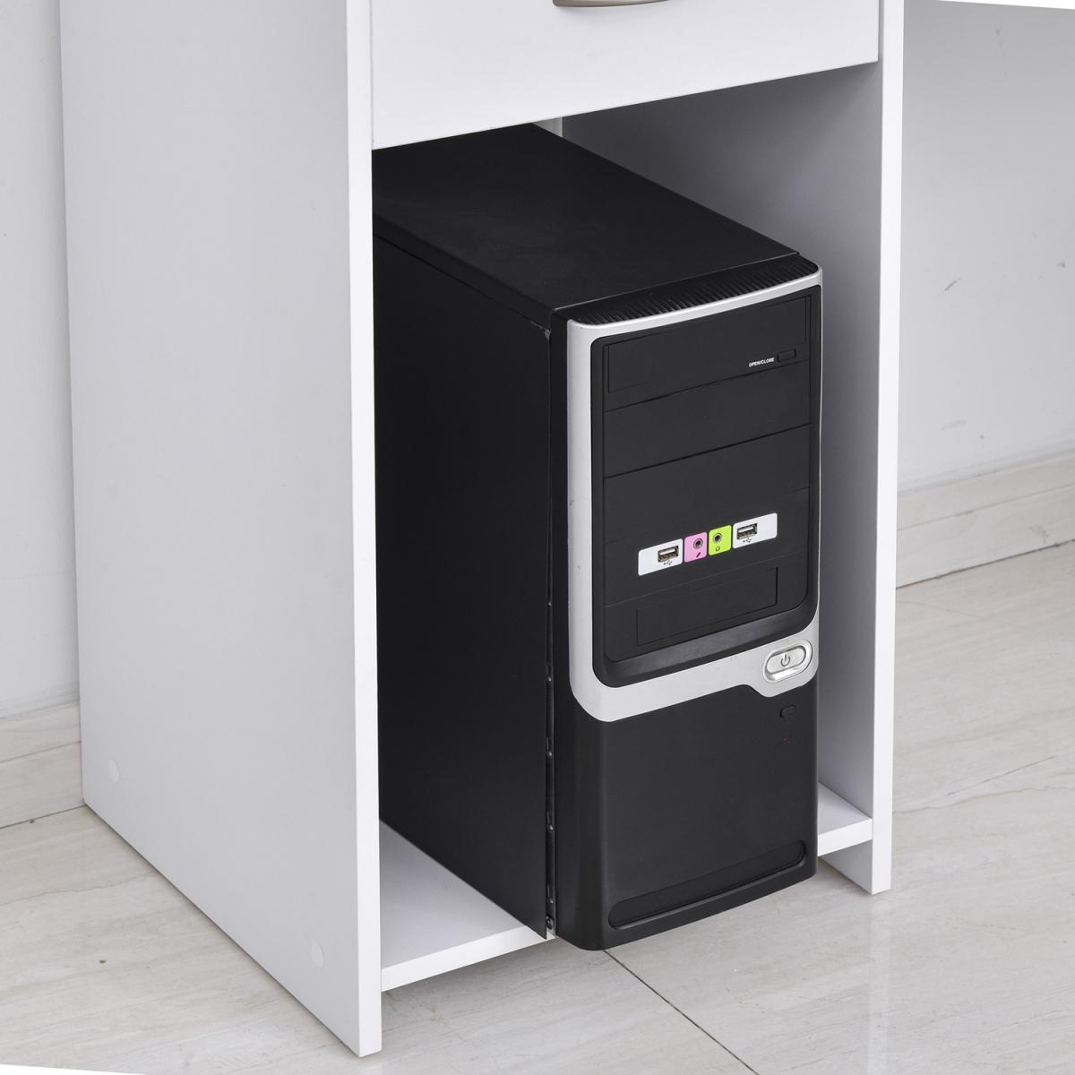 L Shaped Corner Computer Desk with 2 Shelves - White – image 9