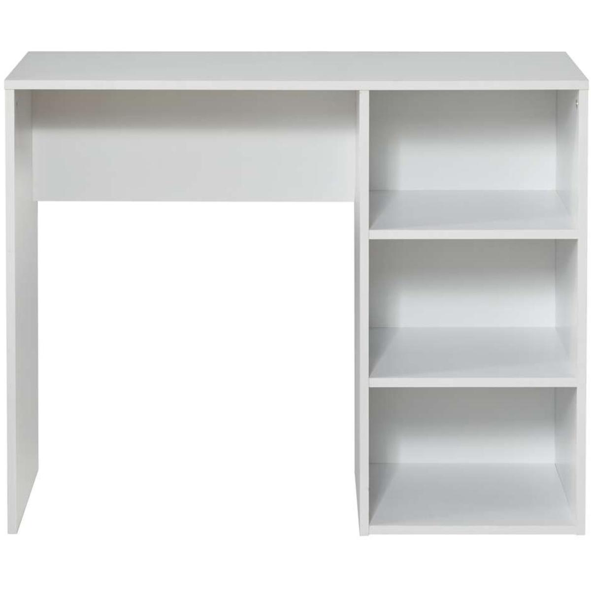 Study Office Desk with Open Shelves in White - White – image 2