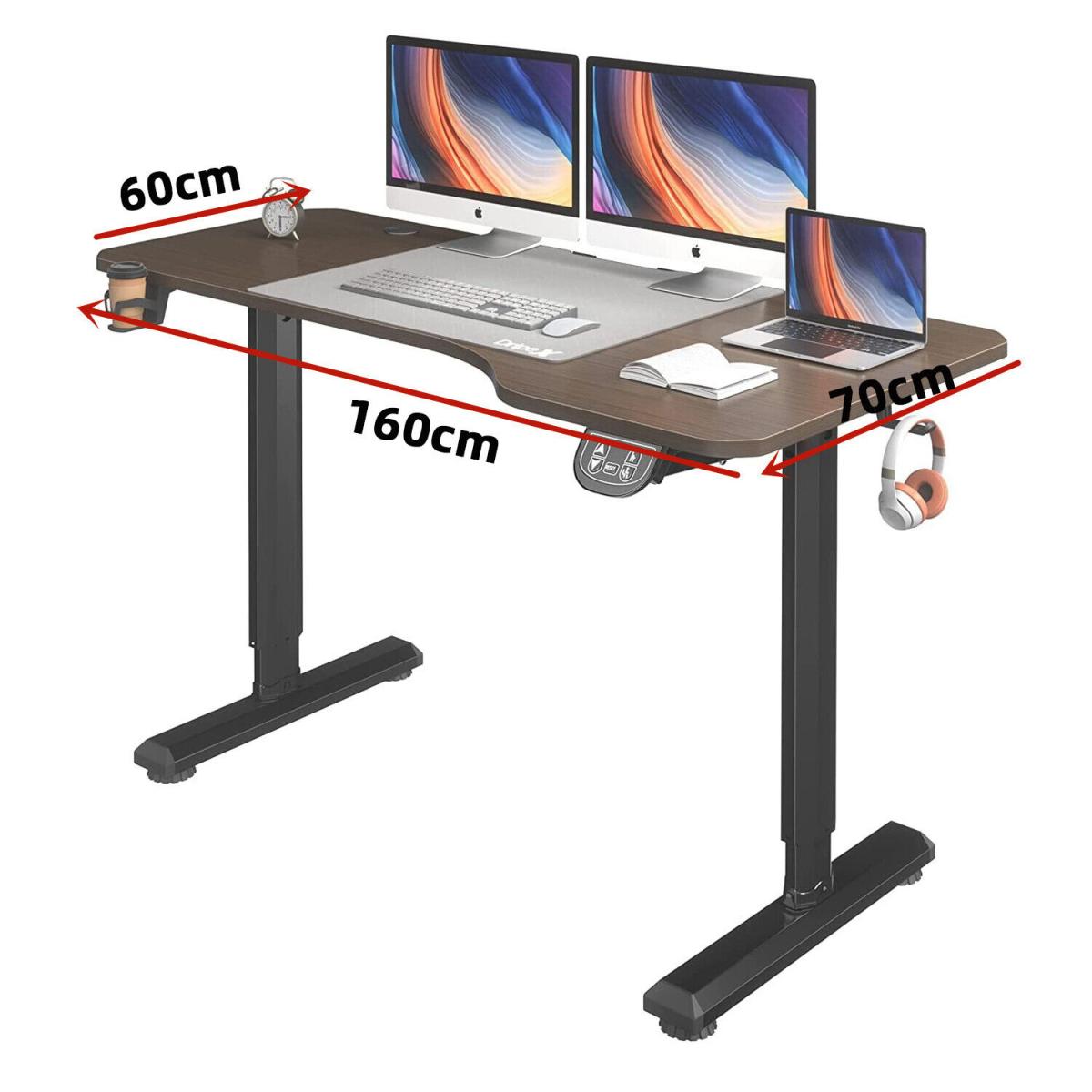Electric Standing Height Adjustable Computer Desk - Walnut / 160cm – image 2