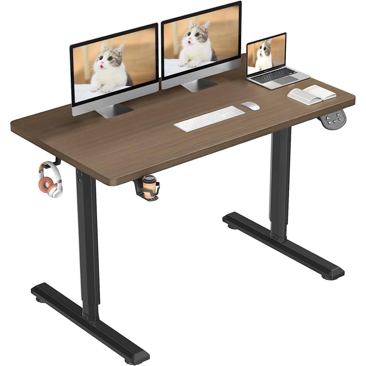 Electric Standing Height Adjustable Computer Desk - Walnut / 160cm – image 11