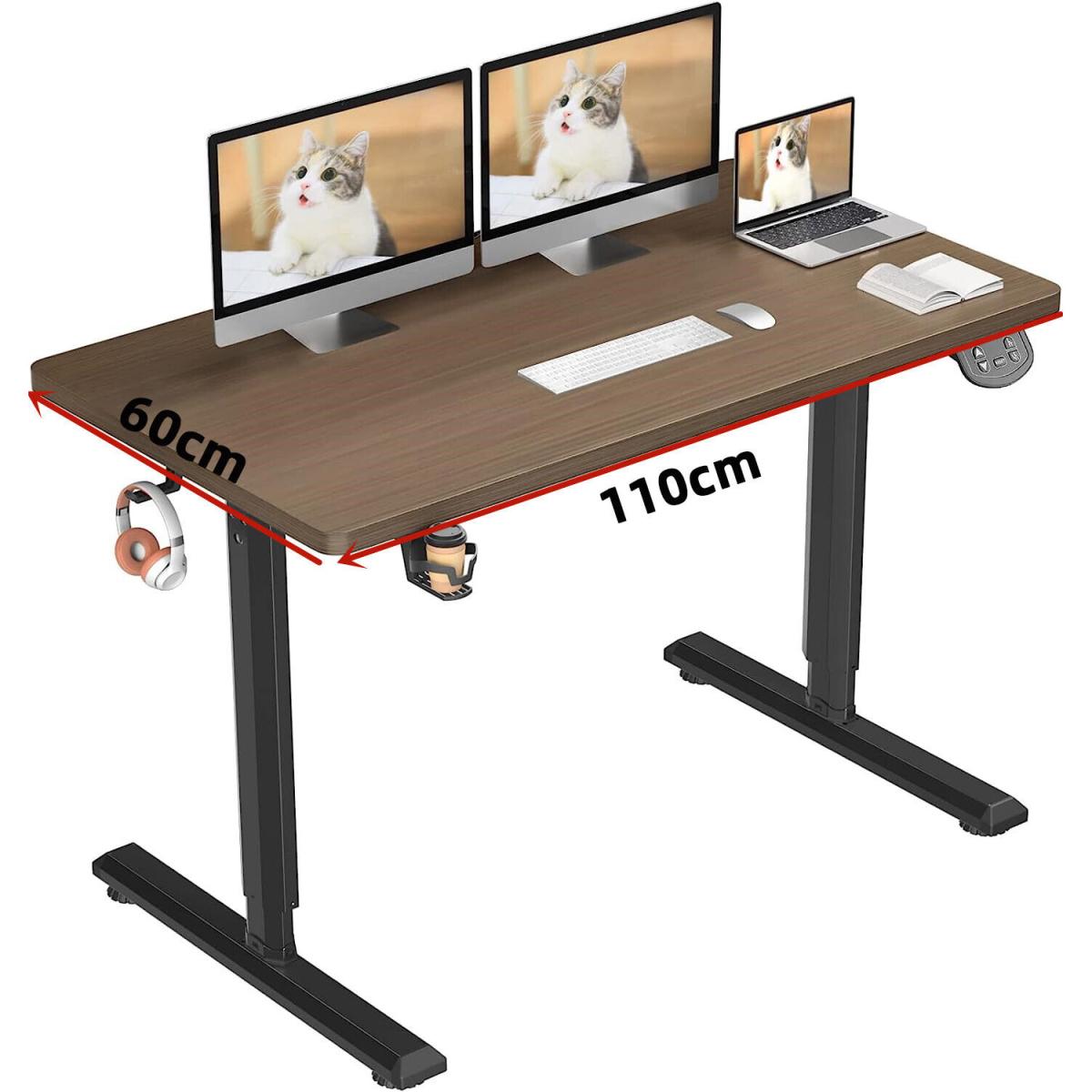 Electric Standing Height Adjustable Computer Desk - Walnut / 160cm – image 12