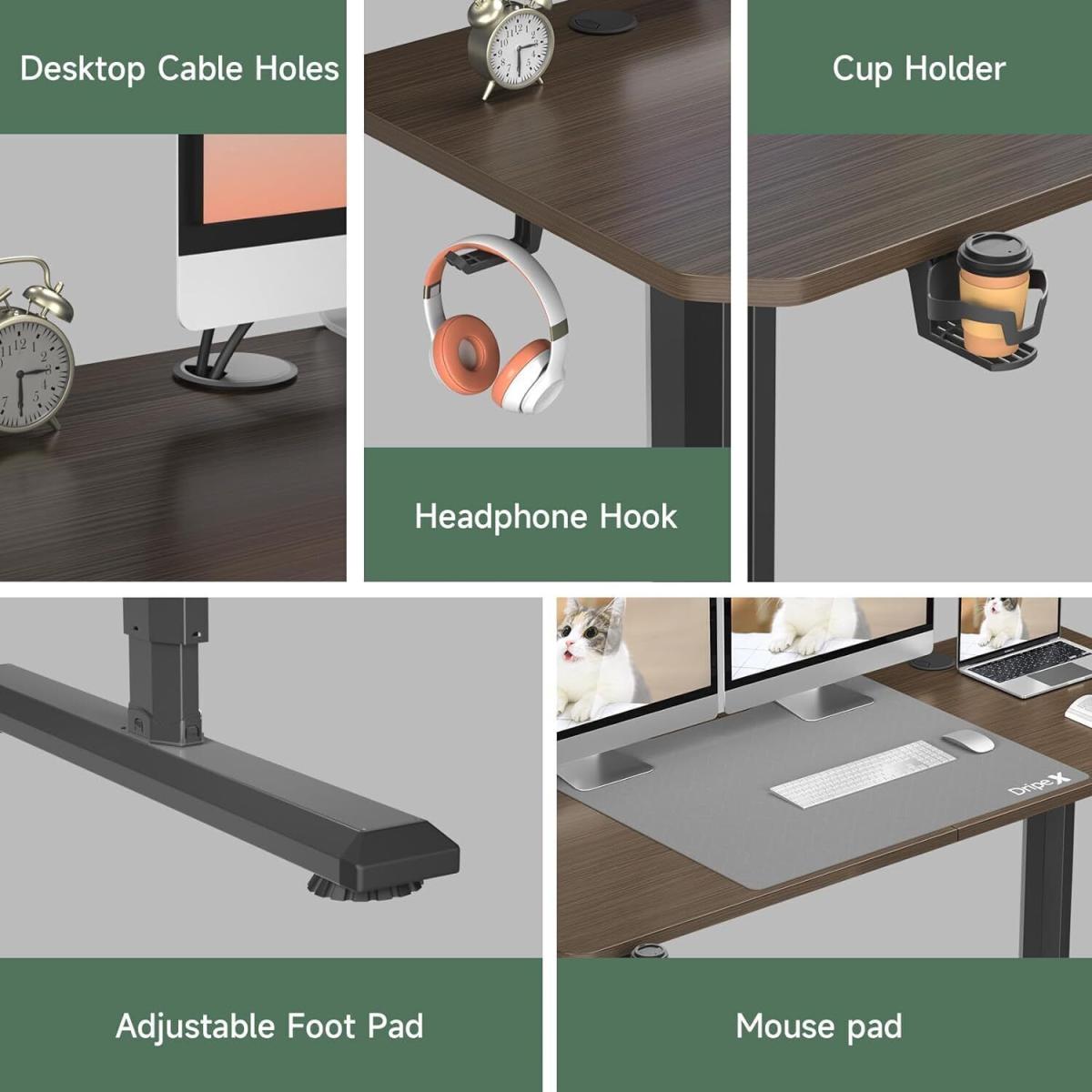 Electric Standing Height Adjustable Computer Desk - Walnut / 160cm – image 6