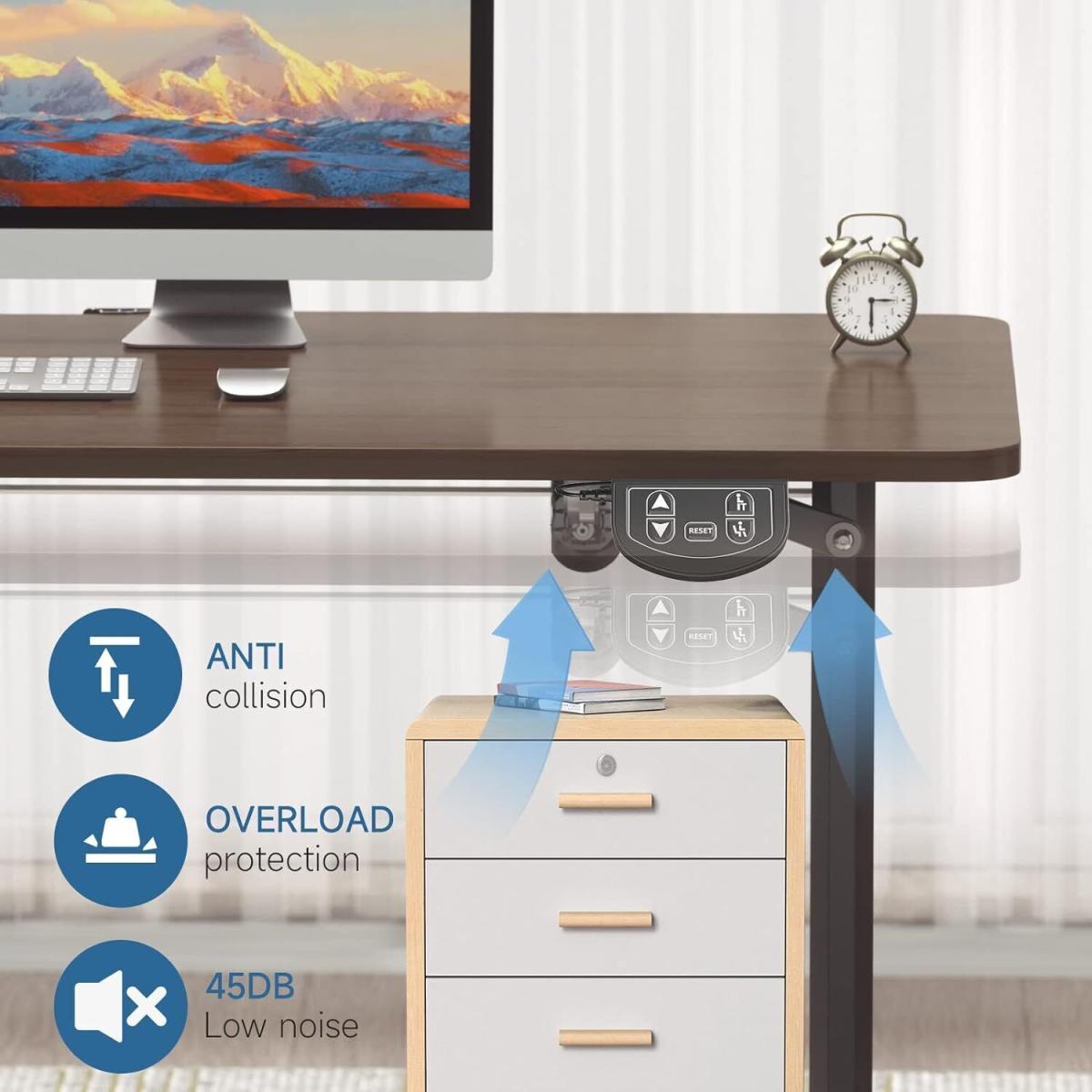 Electric Standing Height Adjustable Computer Desk - Walnut / 160cm – image 7