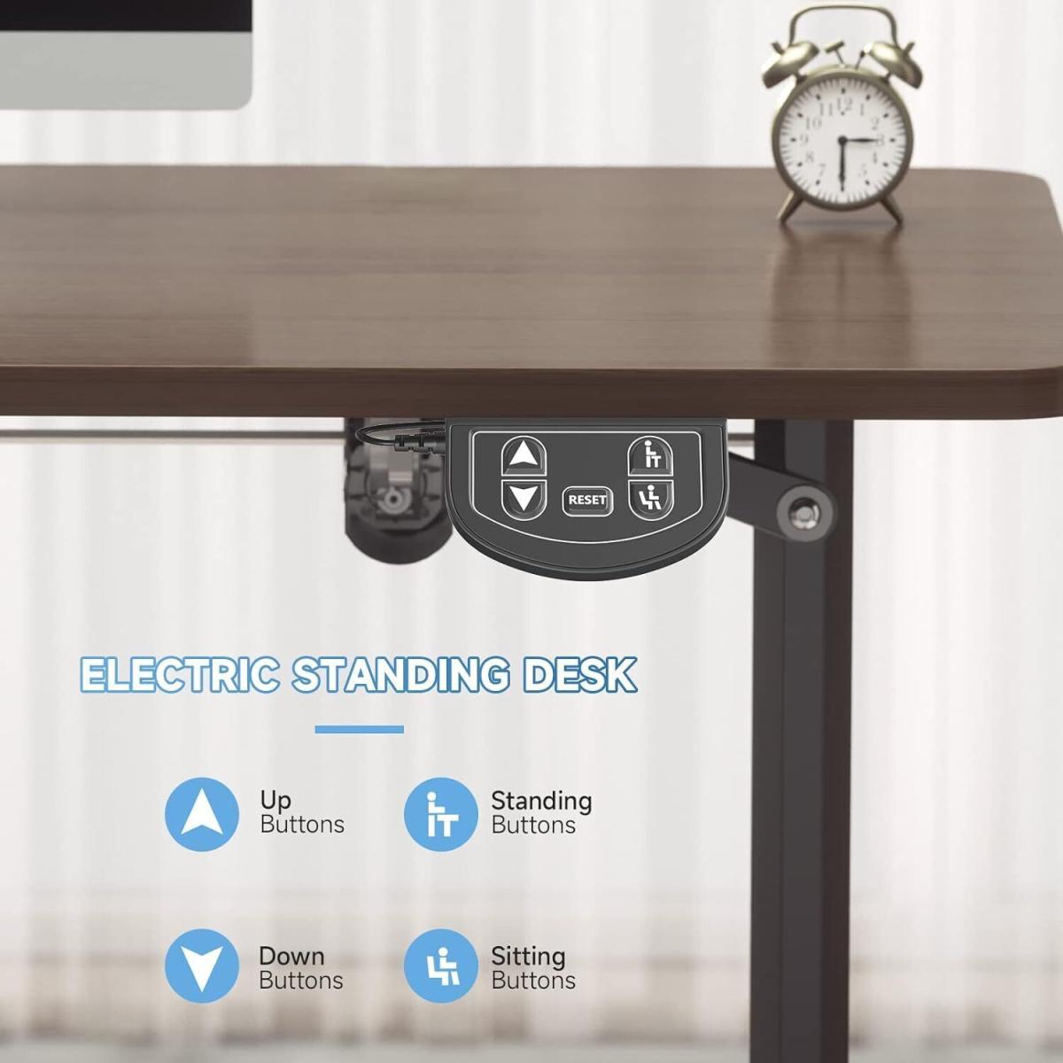 Electric Standing Height Adjustable Computer Desk - Walnut / 160cm – image 8