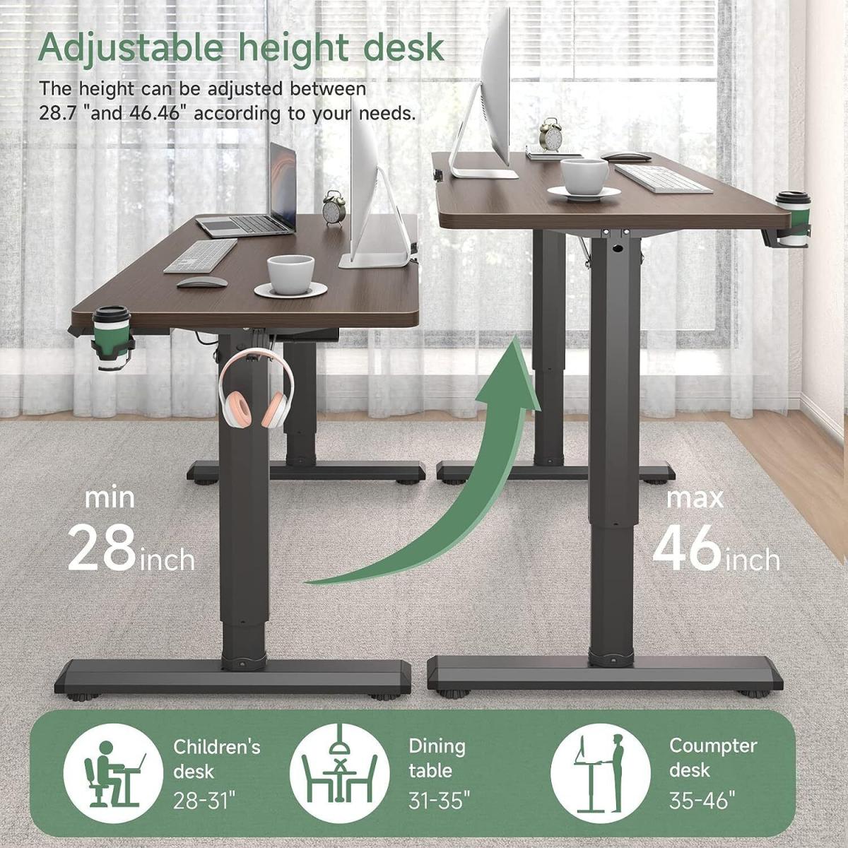 Electric Standing Height Adjustable Computer Desk - Walnut / 160cm – image 10