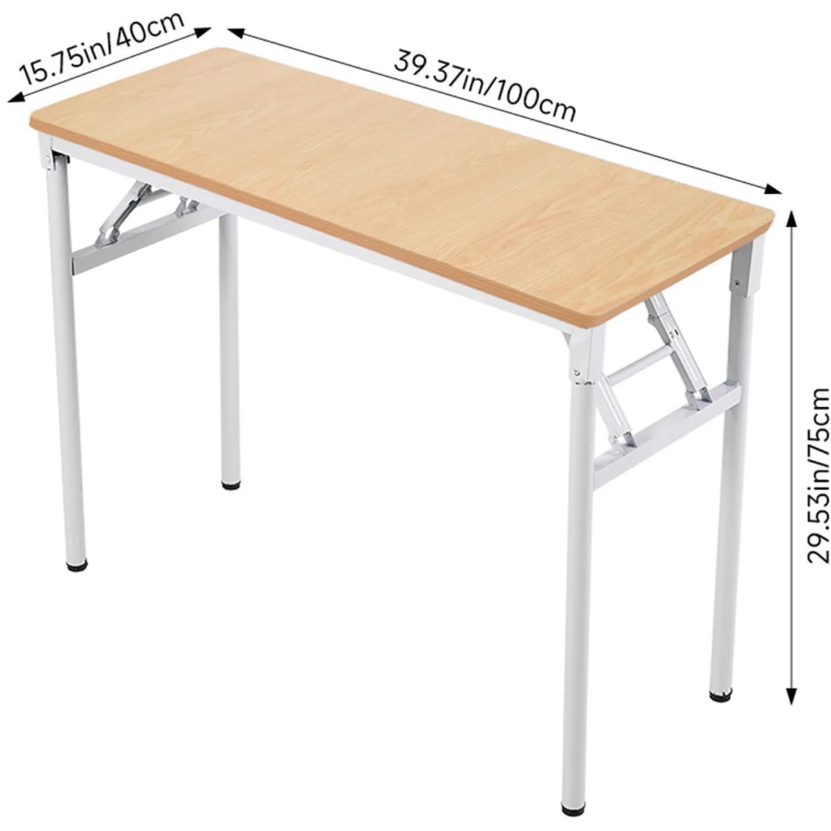 Compact Foldable Office Desk with Adjustable Feet - Wood – image 2